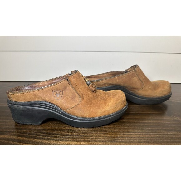 Ariat Mendocino Brown Leather Tassel Mule Slip On Shoes Clogs Women's 7B - Picture 4 of 12